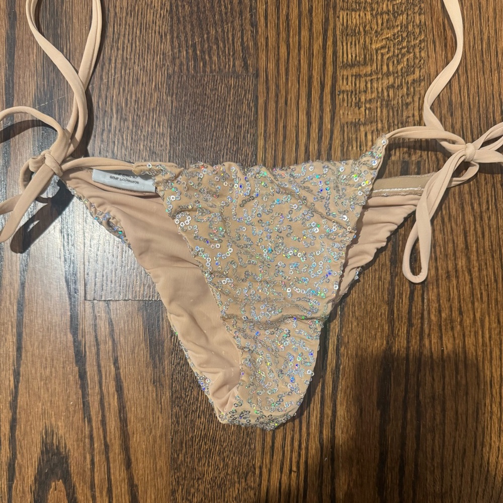 Beach Bunny Nude Sequin Bikini Bottom